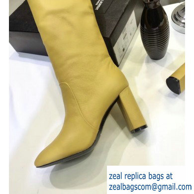 Saint Laurent Heel 9.5cm High Boots Yellow//YSL Logo 2019 - Click Image to Close