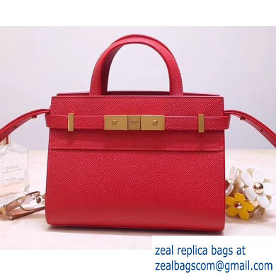 Saint Laurent Manhattan Nano Tote Bag in Grained Leather 593741 Red 2019 - Click Image to Close