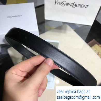 Saint Laurent Width 3cm Monogramme Belt With Square Buckle In Leather Black/Gold - Click Image to Close