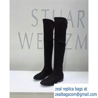 Stuart Weitzman Heel 2.5cm Lowland Almond Toe Over-the-knee Boots Black - Click Image to Close