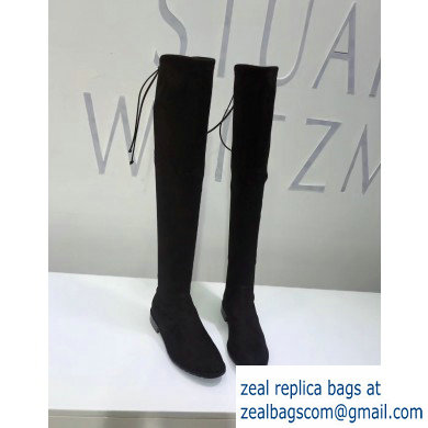 Stuart Weitzman Heel 2.5cm Lowland Almond Toe Over-the-knee Boots Black - Click Image to Close