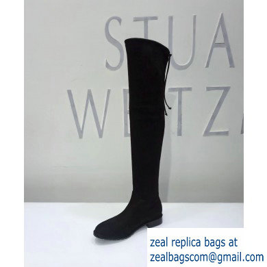 Stuart Weitzman Heel 2.5cm Lowland Almond Toe Over-the-knee Boots Black - Click Image to Close