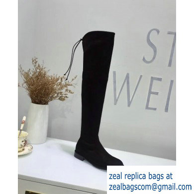 Stuart Weitzman Heel 2.5cm Lowland Almond Toe Over-the-knee Boots Black - Click Image to Close