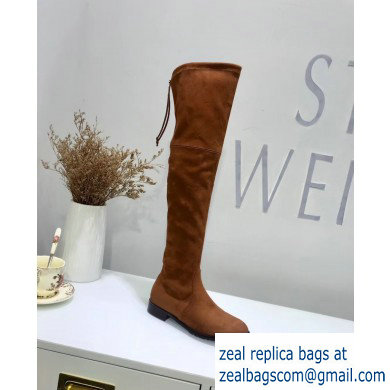 Stuart Weitzman Heel 2.5cm Lowland Almond Toe Over-the-knee Boots Caramel - Click Image to Close