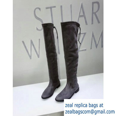 Stuart Weitzman Heel 2.5cm Lowland Almond Toe Over-the-knee Boots Gray