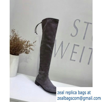 Stuart Weitzman Heel 2.5cm Lowland Almond Toe Over-the-knee Boots Gray - Click Image to Close