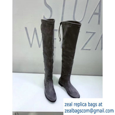 Stuart Weitzman Heel 2.5cm Lowland Almond Toe Over-the-knee Boots Gray