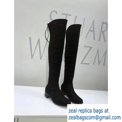 Stuart Weitzman Heel 4.5cm Midland Almond Toe Over-the-knee Boots Black