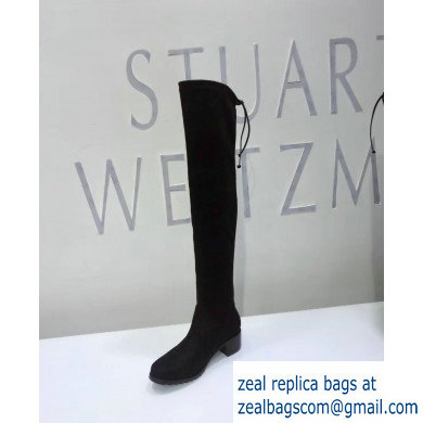 Stuart Weitzman Heel 4.5cm Midland Almond Toe Over-the-knee Boots Black