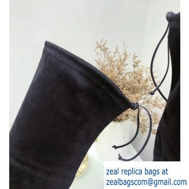 Stuart Weitzman Heel 4.5cm Midland Almond Toe Over-the-knee Boots Black - Click Image to Close