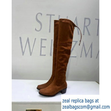 Stuart Weitzman Heel 4.5cm Midland Almond Toe Over-the-knee Boots Caramel