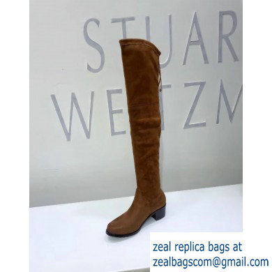 Stuart Weitzman Heel 4.5cm Midland Almond Toe Over-the-knee Boots Caramel - Click Image to Close