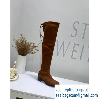 Stuart Weitzman Heel 4.5cm Midland Almond Toe Over-the-knee Boots Caramel