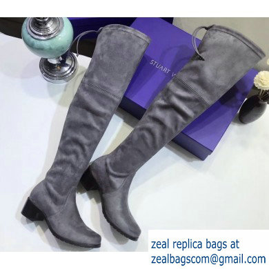 Stuart Weitzman Heel 4.5cm Midland Almond Toe Over-the-knee Boots Gray - Click Image to Close