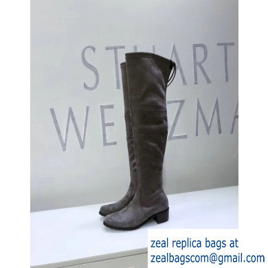 Stuart Weitzman Heel 4.5cm Midland Almond Toe Over-the-knee Boots Gray - Click Image to Close