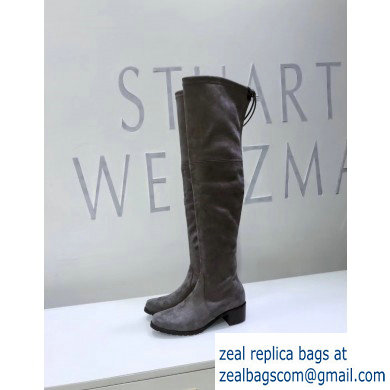 Stuart Weitzman Heel 4.5cm Midland Almond Toe Over-the-knee Boots Gray