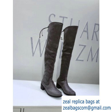 Stuart Weitzman Heel 4.5cm Midland Almond Toe Over-the-knee Boots Gray