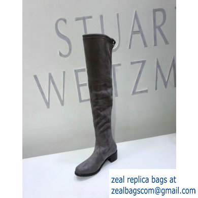 Stuart Weitzman Heel 4.5cm Midland Almond Toe Over-the-knee Boots Gray
