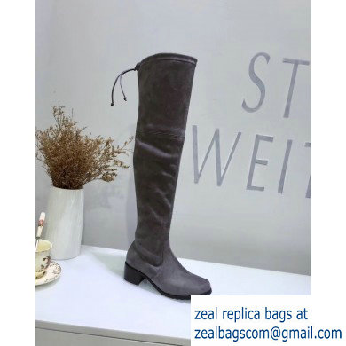 Stuart Weitzman Heel 4.5cm Midland Almond Toe Over-the-knee Boots Gray