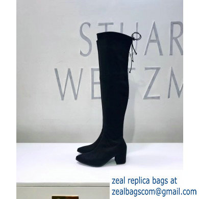 Stuart Weitzman Heel 6.5cm Thighland Pointed Toe Over-the-knee Boots Black - Click Image to Close