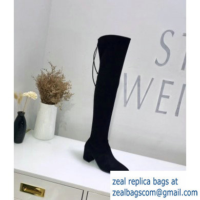 Stuart Weitzman Heel 6.5cm Thighland Pointed Toe Over-the-knee Boots Black - Click Image to Close