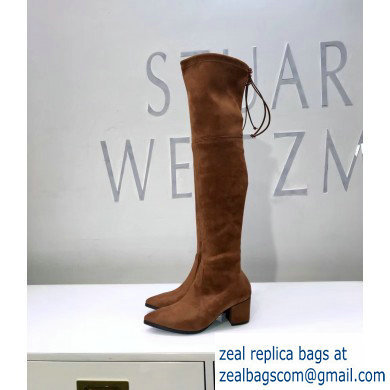 Stuart Weitzman Heel 6.5cm Thighland Pointed Toe Over-the-knee Boots Caramel