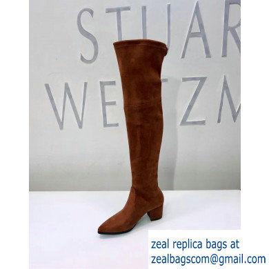 Stuart Weitzman Heel 6.5cm Thighland Pointed Toe Over-the-knee Boots Caramel - Click Image to Close