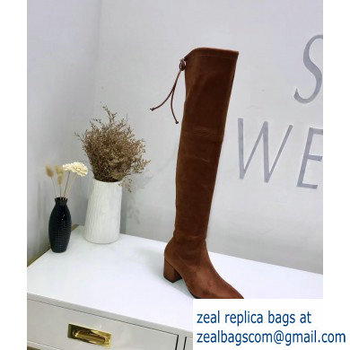 Stuart Weitzman Heel 6.5cm Thighland Pointed Toe Over-the-knee Boots Caramel