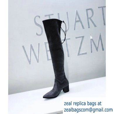 Stuart Weitzman Heel 6.5cm Thighland Pointed Toe Over-the-knee Boots Gray - Click Image to Close