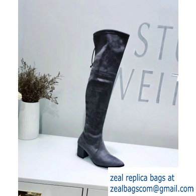 Stuart Weitzman Heel 6.5cm Thighland Pointed Toe Over-the-knee Boots Gray - Click Image to Close