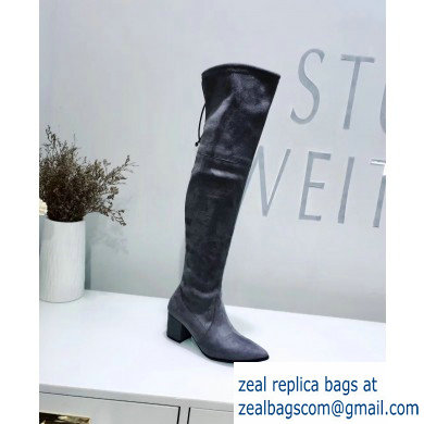 Stuart Weitzman Heel 6.5cm Thighland Pointed Toe Over-the-knee Boots Gray