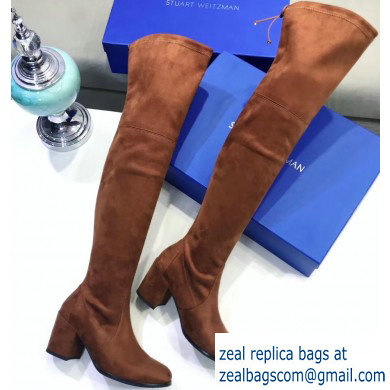 Stuart Weitzman Heel 7.5cm Tieland Almond Toe Over-the-knee Boots Caramel - Click Image to Close