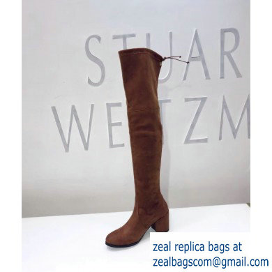 Stuart Weitzman Heel 7.5cm Tieland Almond Toe Over-the-knee Boots Caramel - Click Image to Close