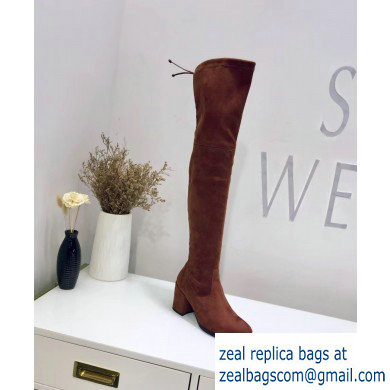 Stuart Weitzman Heel 7.5cm Tieland Almond Toe Over-the-knee Boots Caramel - Click Image to Close