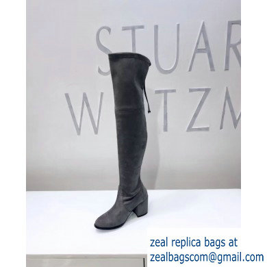 Stuart Weitzman Heel 7.5cm Tieland Almond Toe Over-the-knee Boots Gray