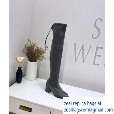 Stuart Weitzman Heel 7.5cm Tieland Almond Toe Over-the-knee Boots Gray