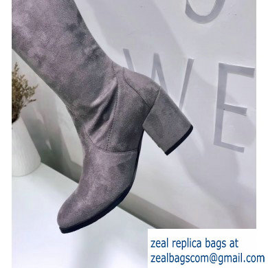 Stuart Weitzman Heel 7.5cm Tieland Almond Toe Over-the-knee Boots Gray - Click Image to Close