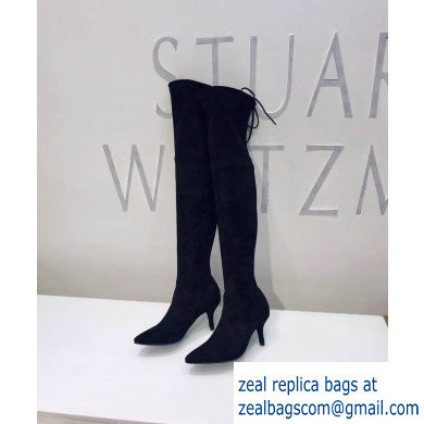 Stuart Weitzman Heel 7cm Tiemodel Pointed Toe Over-the-knee Boots Black