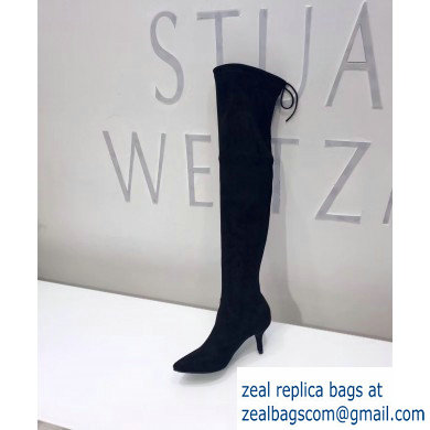 Stuart Weitzman Heel 7cm Tiemodel Pointed Toe Over-the-knee Boots Black