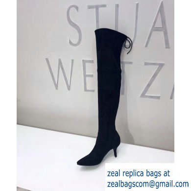 Stuart Weitzman Heel 7cm Tiemodel Pointed Toe Over-the-knee Boots Black - Click Image to Close