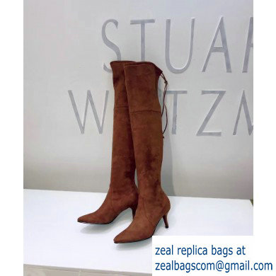 Stuart Weitzman Heel 7cm Tiemodel Pointed Toe Over-the-knee Boots Caramel - Click Image to Close