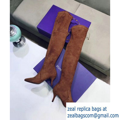 Stuart Weitzman Heel 7cm Tiemodel Pointed Toe Over-the-knee Boots Caramel - Click Image to Close