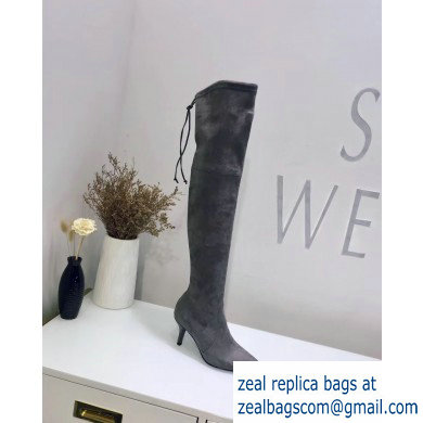 Stuart Weitzman Heel 7cm Tiemodel Pointed Toe Over-the-knee Boots Gray
