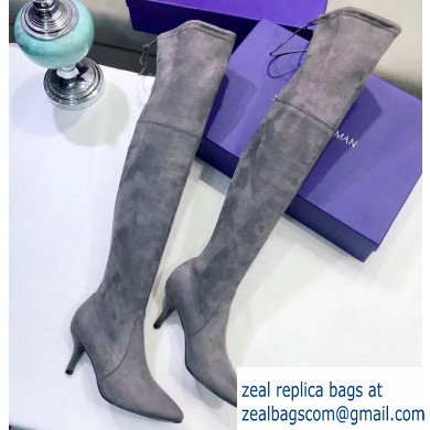 Stuart Weitzman Heel 7cm Tiemodel Pointed Toe Over-the-knee Boots Gray