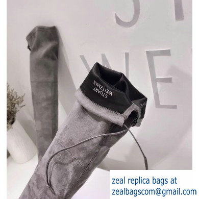 Stuart Weitzman Heel 7cm Tiemodel Pointed Toe Over-the-knee Boots Gray - Click Image to Close