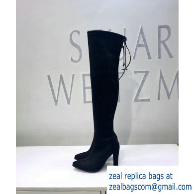 Stuart Weitzman Heel 9.5cm Alllegs Pointed Toe Over-the-knee Boots Black - Click Image to Close