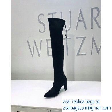 Stuart Weitzman Heel 9.5cm Alllegs Pointed Toe Over-the-knee Boots Black - Click Image to Close