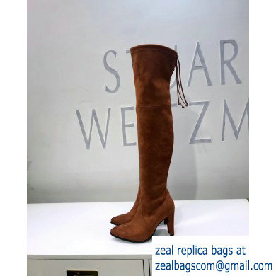 Stuart Weitzman Heel 9.5cm Alllegs Pointed Toe Over-the-knee Boots Caramel - Click Image to Close