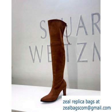 Stuart Weitzman Heel 9.5cm Alllegs Pointed Toe Over-the-knee Boots Caramel - Click Image to Close