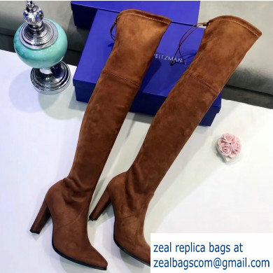 Stuart Weitzman Heel 9.5cm Alllegs Pointed Toe Over-the-knee Boots Caramel - Click Image to Close